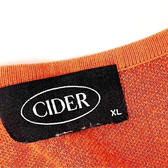 🍋 CIDER • Women’s Orange 70’s Vibe Abstract Print Knit Tank Top Size XL - Picture 4 of 6